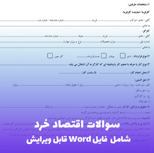 سوالات اقتصاد خرد | فایل Word قابل ویرایش