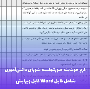 فرم ثبت صورتجلسه شورای دانش آموزی مدرسه | Word آماده چاپ